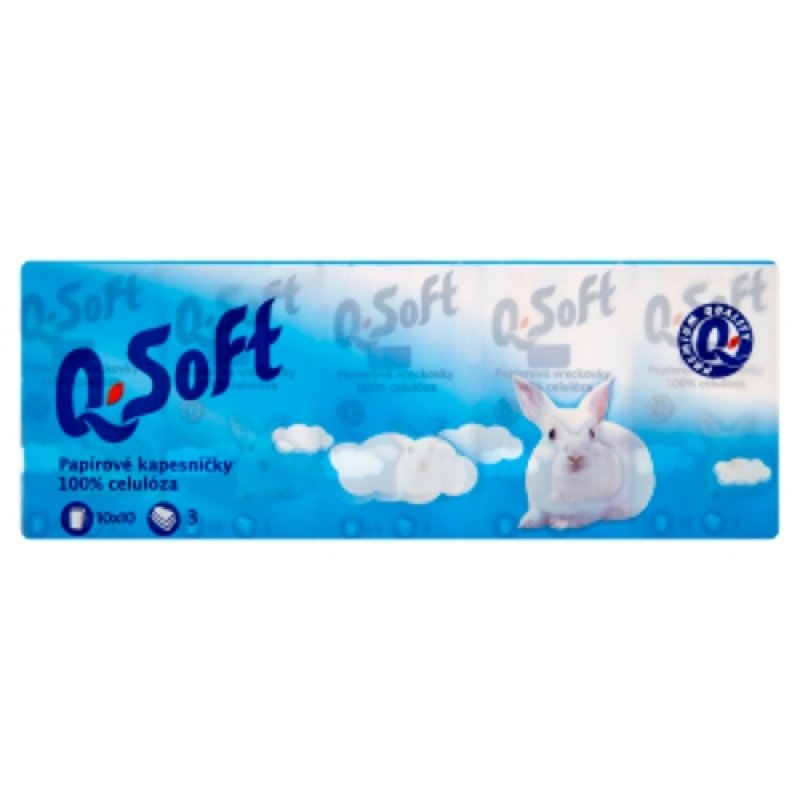 Q Soft pap.kapesníčky 3-vrst(10x10/fol)